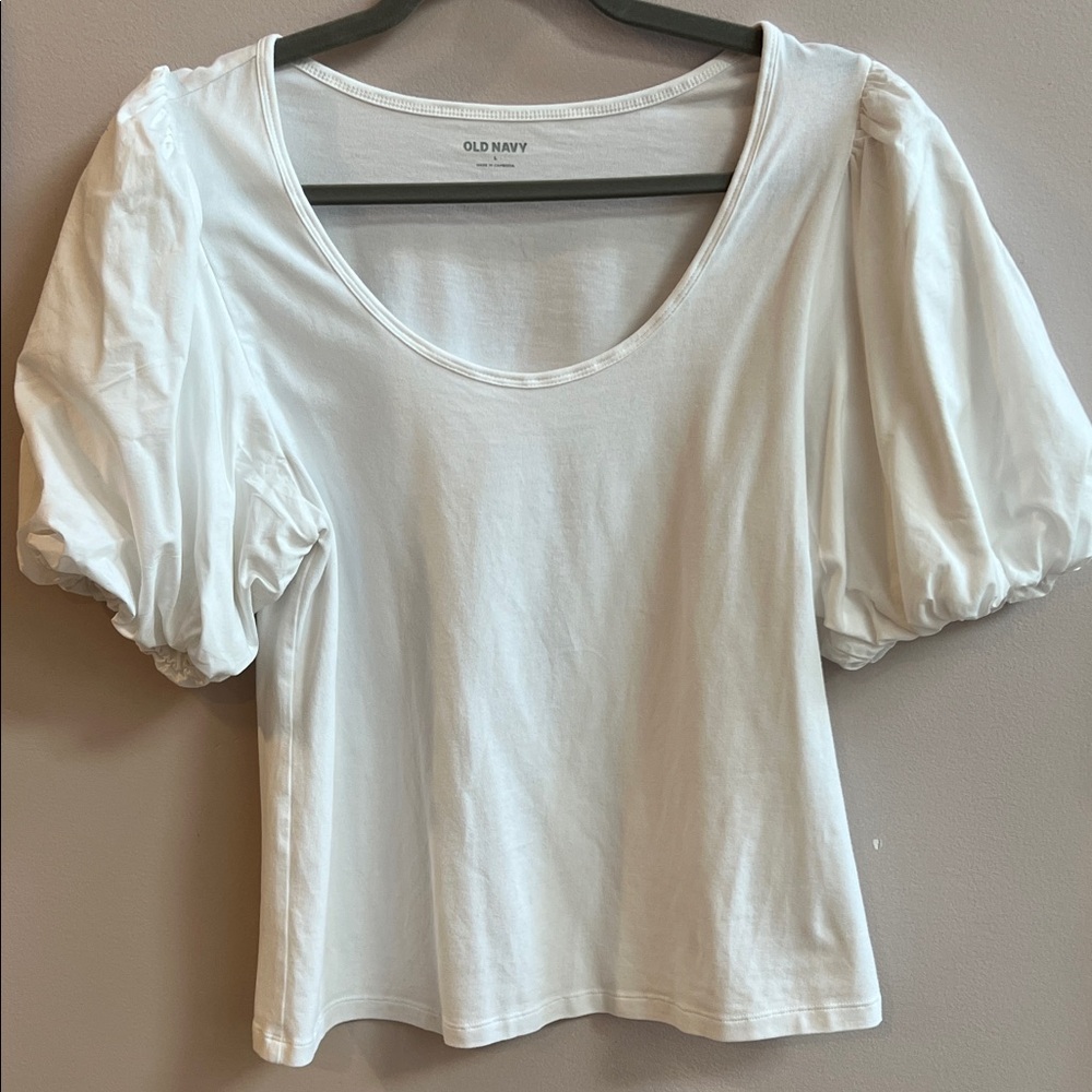 Old Navy White Puff Sleeve Blouse